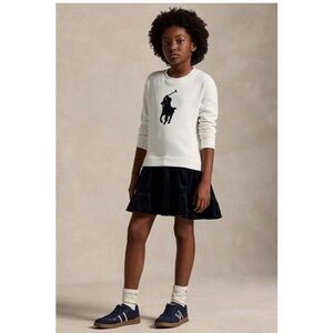 Polo by Ralph Lauren Kids White and Navy Sweatshirt Dress